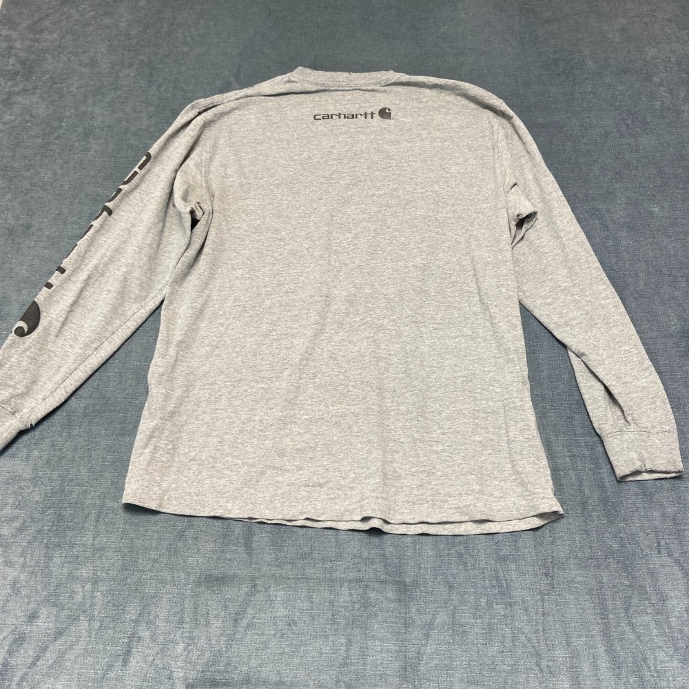 Carhartt Shirt Mens Large Heather Gray Cotton Logo Crew Neck Streetwear Comfort